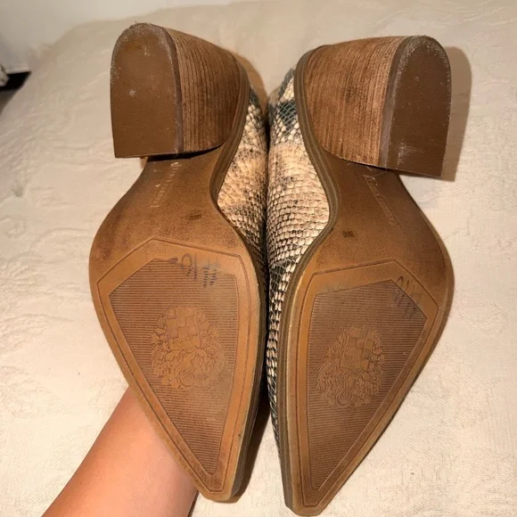 Vince Camuto Snake-Print Pointed Ankle Booties - Beige & Black - Picture 3 of 5